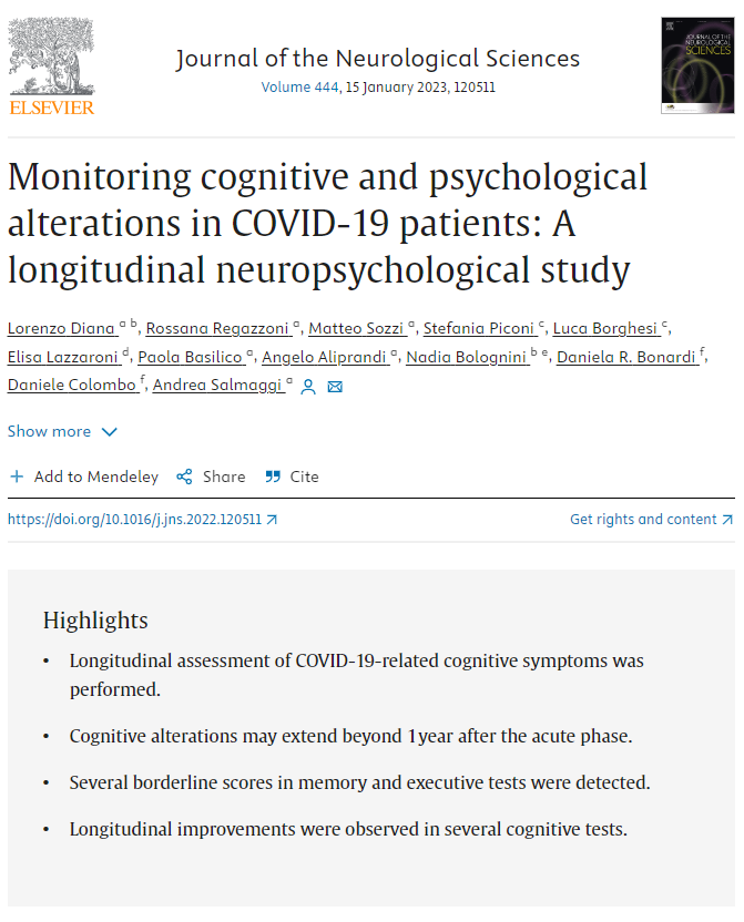 Monitoraggio delle alterazioni cognitive e psiclogiche dei pazienti con covid-19: uno studio neuropsicologico longitudinale